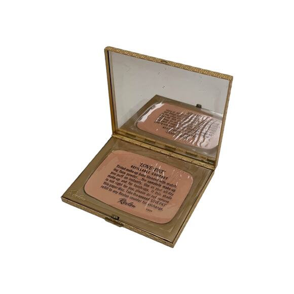 1960s Revlon Gold Plate Basket Weave Unused Love Pat RACHEL Powder Compact - Picture 4 of 10
